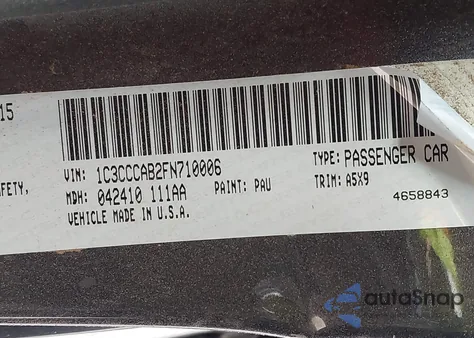 2015 Chrysler 200 Limited from USA, damaged, VIN 1C3CCCAB2FN710006